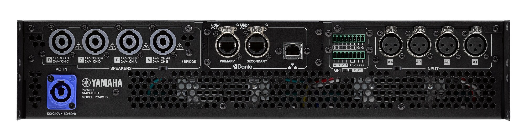 Yamaha PC412-D 4-Channel Power Amplifier with Dante
